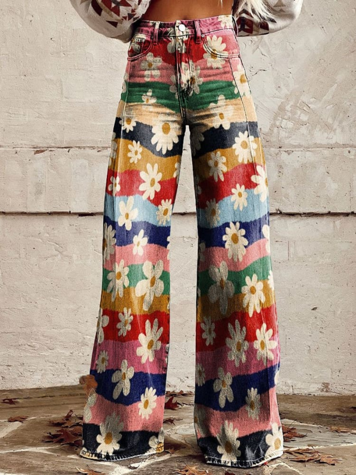 High-Waist Patterned Pants